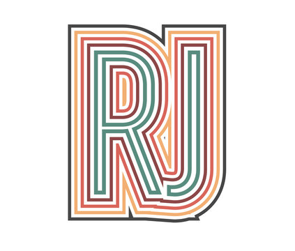 recommend clip art: RJ Initial Retro Logo company Outline. vector identity