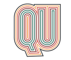 QU Initial Retro Logo company Outline. vector identity