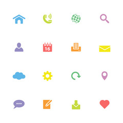 colorful simple flat icon set 1 - for web design, user interface (ui), infographic and mobile application