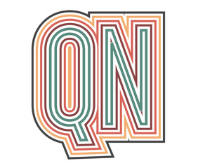 QN Initial Retro Logo company Outline. vector identity
