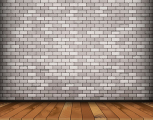 Background with bricks and wooden floor