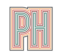 PH Initial Retro Logo company Outline. vector identity