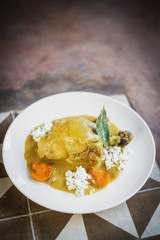 modern fusion spicy chicken curry with vegetables