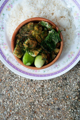 Thai Cuisine; cha-om omelet with rice