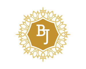 BJ initial royal letter logo