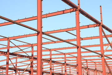 Fototapeta premium In the construction site, steel structure is under construction
