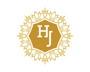 HJ initial royal letter logo
