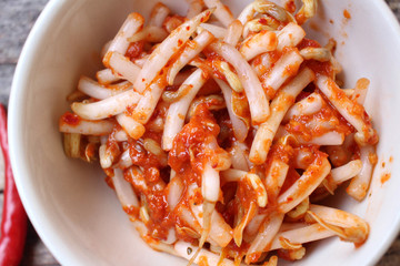 Bean sprouts kimchi korean food