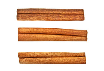 Cinnamon sticks on white background