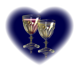 青いハートとワイン