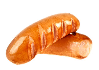 Grilled Sausages isolated on white background