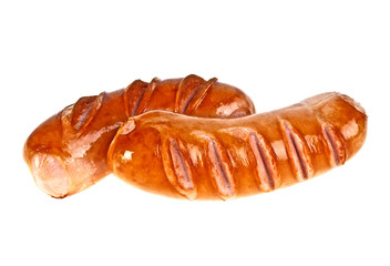 Grilled Sausages isolated on white background
