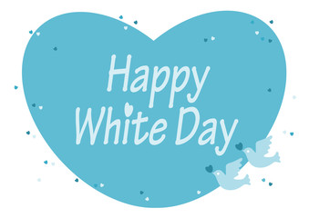 ホワイトデーのロゴイラスト: ハートと鳩