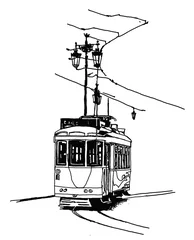 Afwasbaar Fotobehang Art studio Oude tram in Lissabon