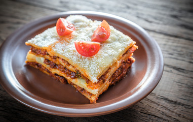 Lasagna with cherry tomatoes