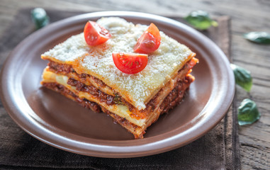 Lasagna with cherry tomatoes