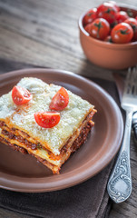 Lasagna with cherry tomatoes