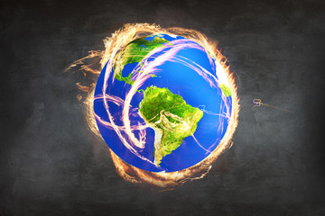 Burning Earth as a symbol of apocalypse