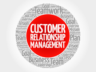 Customer Relationship Management circle word cloud, business concept