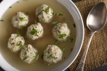 Soup with chicken meatballs