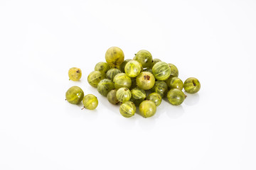 Gooseberries fruits on white background.