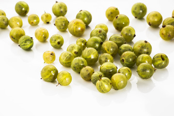 Gooseberries fruits on white background. 