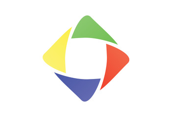 abstract square  media company with four color logo