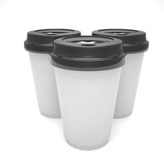 Three paper coffee cups