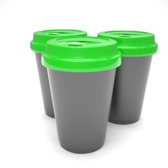 Three paper coffee cups