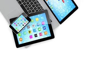 Naklejka premium Laptop, phone and tablet pc.