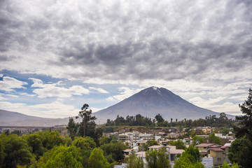 The majestic cone of El Misti Volcano in Arequipa, Peru