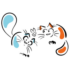 Two cats and victory sign