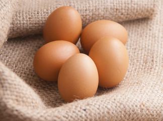 Fresh Eggs prepare on gunny-bag ,ready for cooking