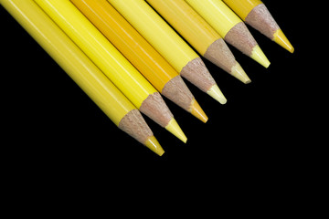 7 Yellow Pencils - Black Background