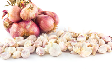 garlic on white background