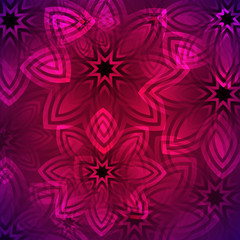 Abstract dark pink background with a floral pattern in oriental style. Vector