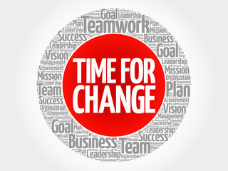 Time for Change circle word cloud, business concept
