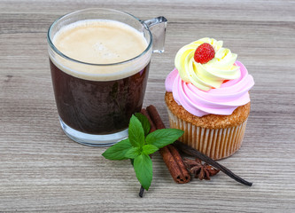 Cupcake with coffee