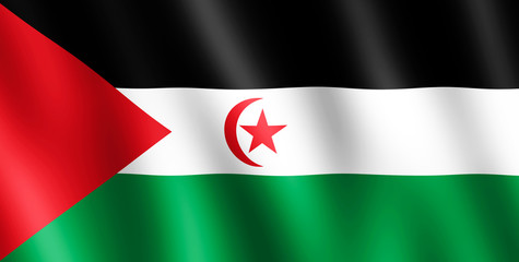 Flag of Sahrawi/Western Sahara waving in the wind