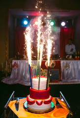 wedding cake with fireworks