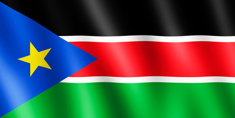 Flag of South Sudan waving in the wind