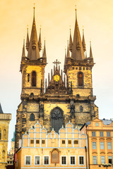 Fototapeta na wymiar Prague, Tyn Church in Old Town Square