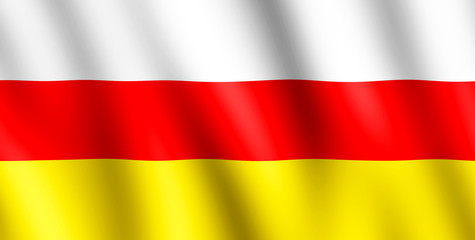 Flag of South Ossetia waving in the wind