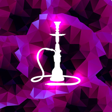 White hookah on polygonal background. Vector illustration