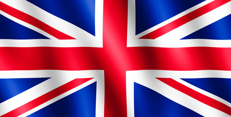 Flag of United Kingdom waving in the wind