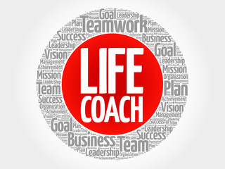 Life Coach circle word cloud, business concept