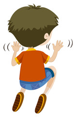 Back of the boy sitting