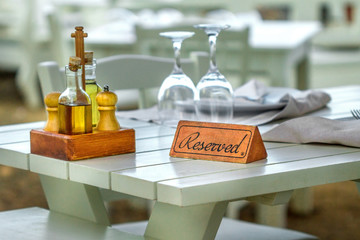 Table Reserved Sign