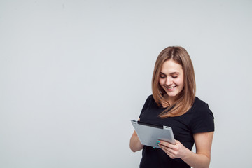 Woman use of tablet