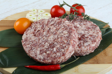 Raw burger cutlet